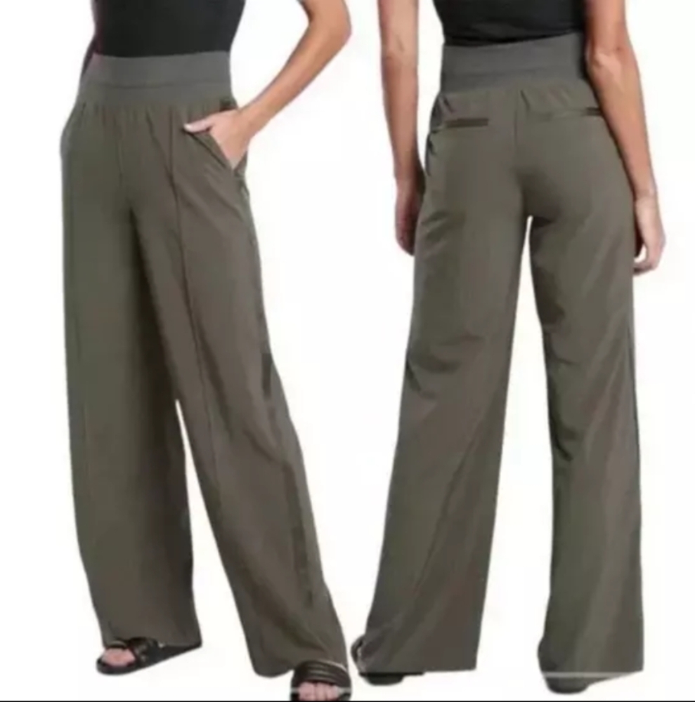 Athleta NOLITA Olive Green Wide-Leg Pull-On Pants